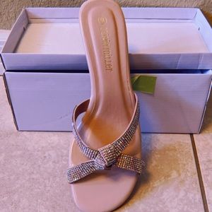 Olivia Miller Nude Holiday Sandal with rhinestones!